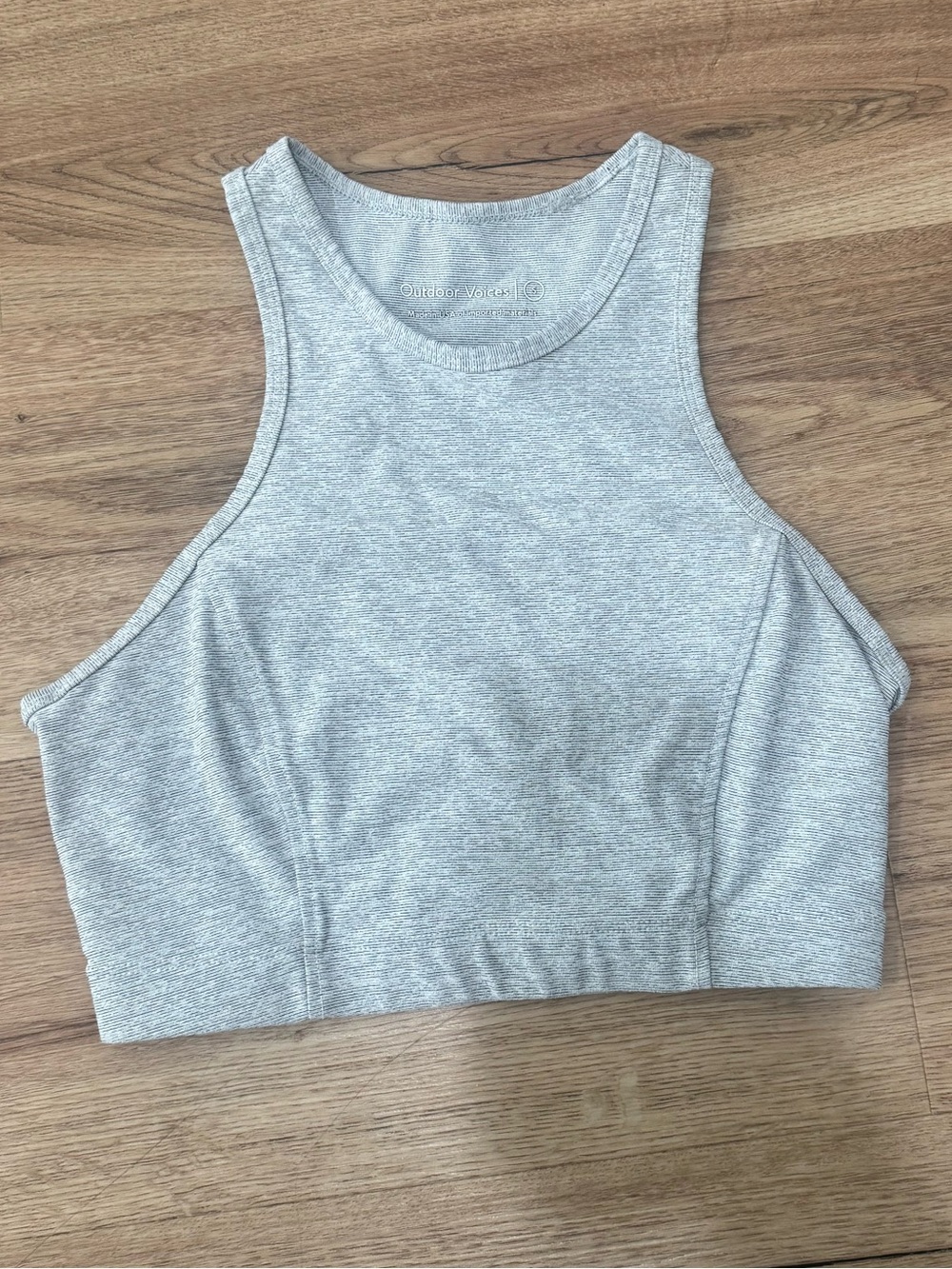 Outdoor Voices Light Grey High-Neck Crop Tank